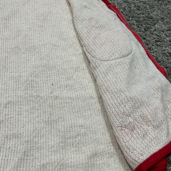 Vintage 60s Insulated Vest Full Zip Distressed Nylon Lightweight Workwear Red - Picture 5 of 12